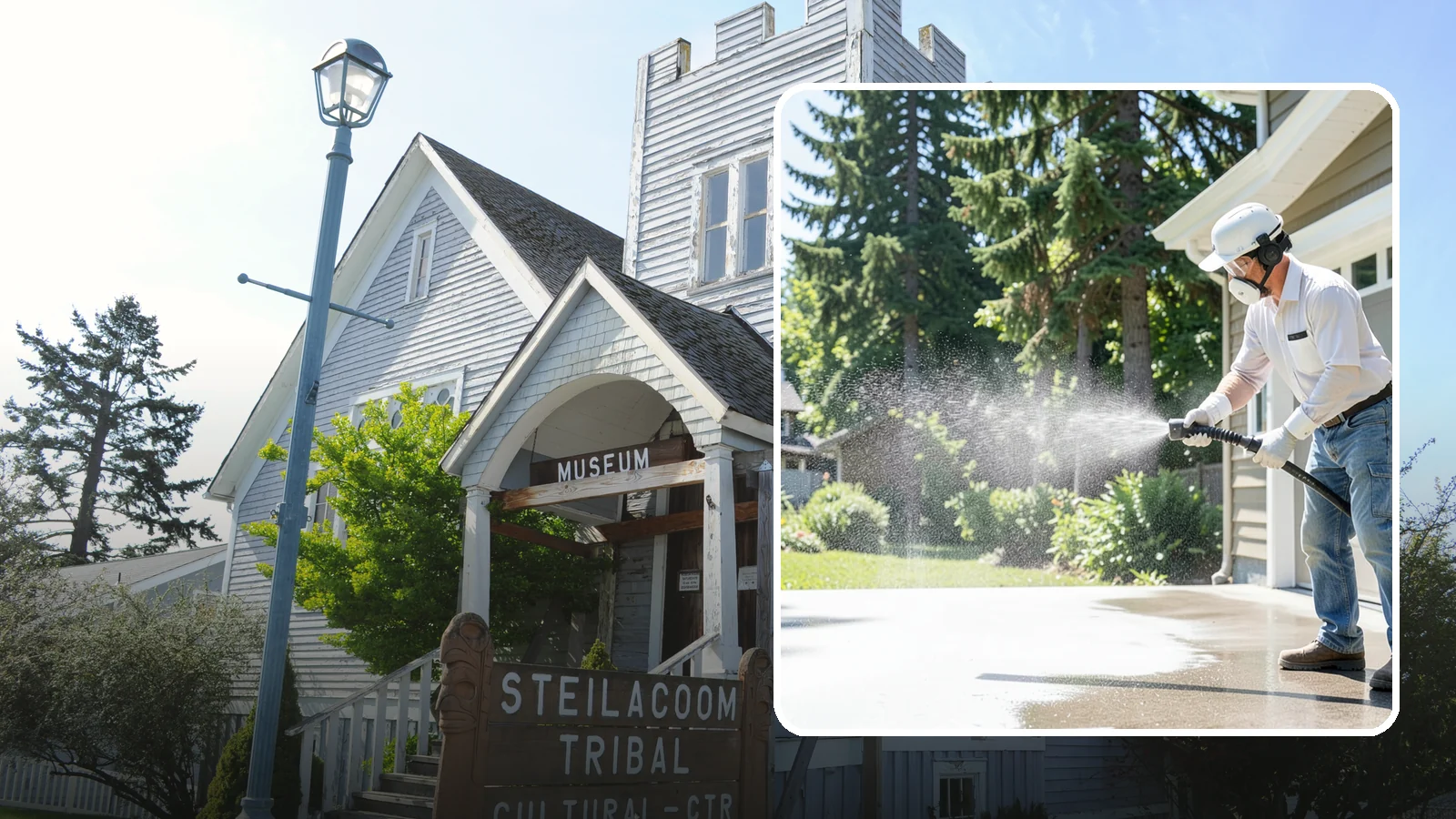 Plastic Cleaning in Steilacoom, Pierce County, WA - Cleaning of exterior plastic and vinyl fixtures, furniture, and trim that removes grime, mold, and chalking gently.
