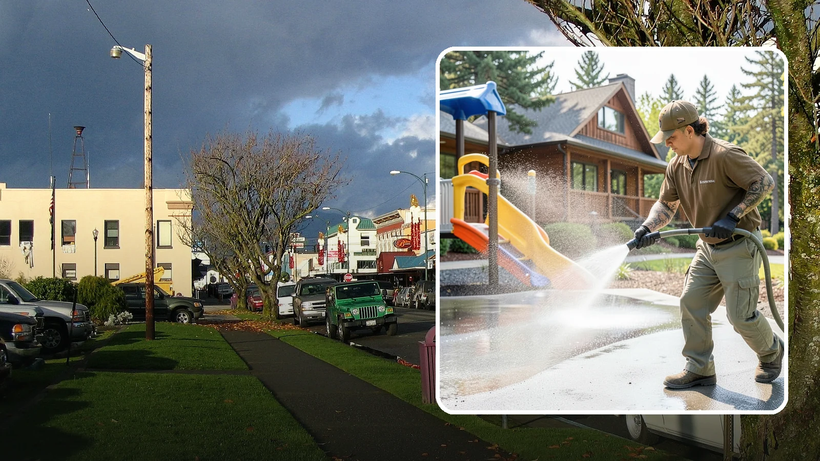 Playground Cleaning in Arlington, Snohomish County, WA - We sanitize and clean playground equipment and safety surfacing, clearing the mold and grime kids' hands and shoes pick up in wet...