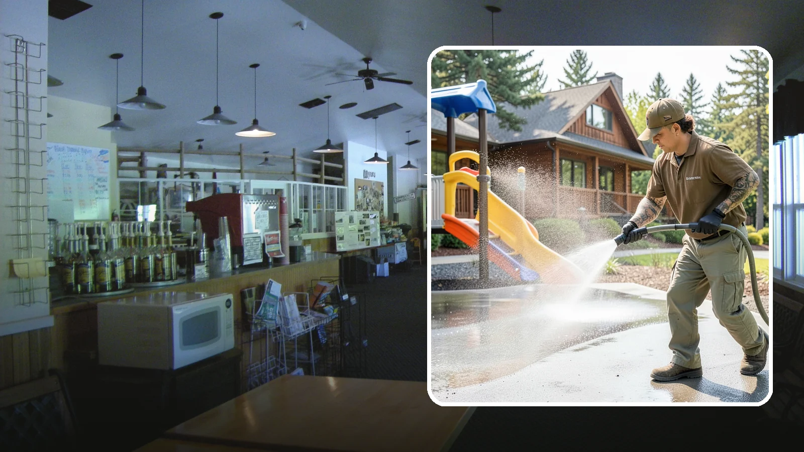 Playground Cleaning in Black Diamond, King County, WA - We sanitize and clean playground equipment and safety surfacing, clearing the mold and grime kids' hands and shoes pick up in wet...
