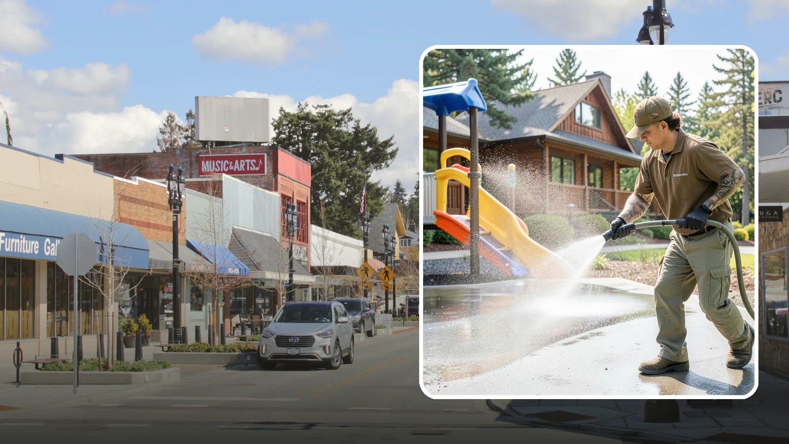 Playground Cleaning in Bothell, King County, WA - We sanitize and clean playground equipment and safety surfacing, clearing the mold and grime kids' hands and shoes pick up in wet...