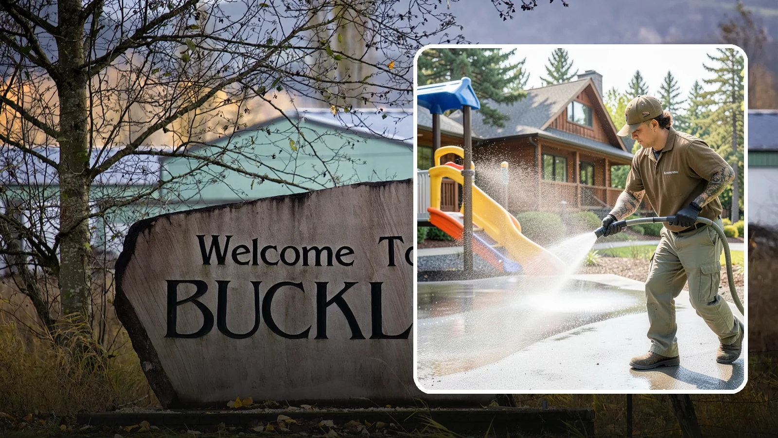 Playground Cleaning in Buckley, Pierce County, WA - We sanitize and clean playground equipment and safety surfacing, clearing the mold and grime kids' hands and shoes pick up in wet...