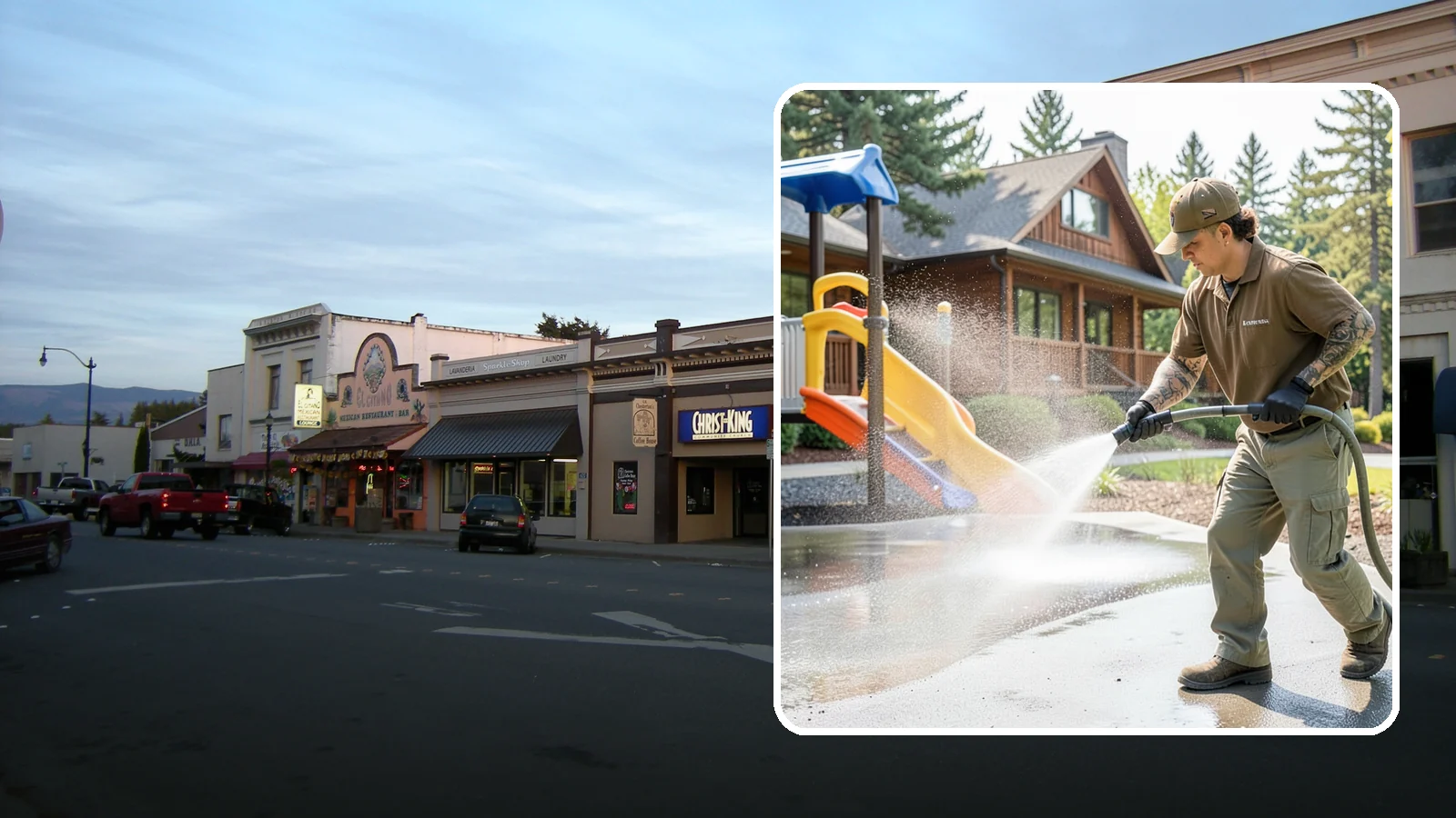 Playground Cleaning in Burlington, Skagit County, WA - We sanitize and clean playground equipment and safety surfacing, clearing the mold and grime kids' hands and shoes pick up in wet...