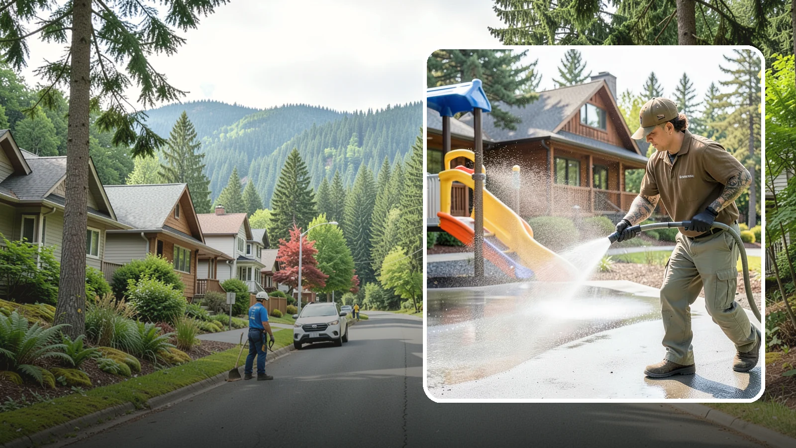 Playground Cleaning in Darrington, Snohomish County, WA - We sanitize and clean playground equipment and safety surfacing, clearing the mold and grime kids' hands and shoes pick up in wet...