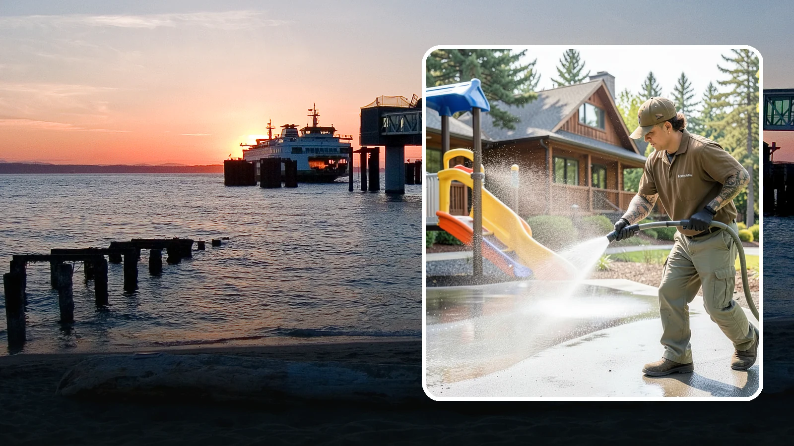 Playground Cleaning in Edmonds, Snohomish County, WA - We sanitize and clean playground equipment and safety surfacing, clearing the mold and grime kids' hands and shoes pick up in wet...