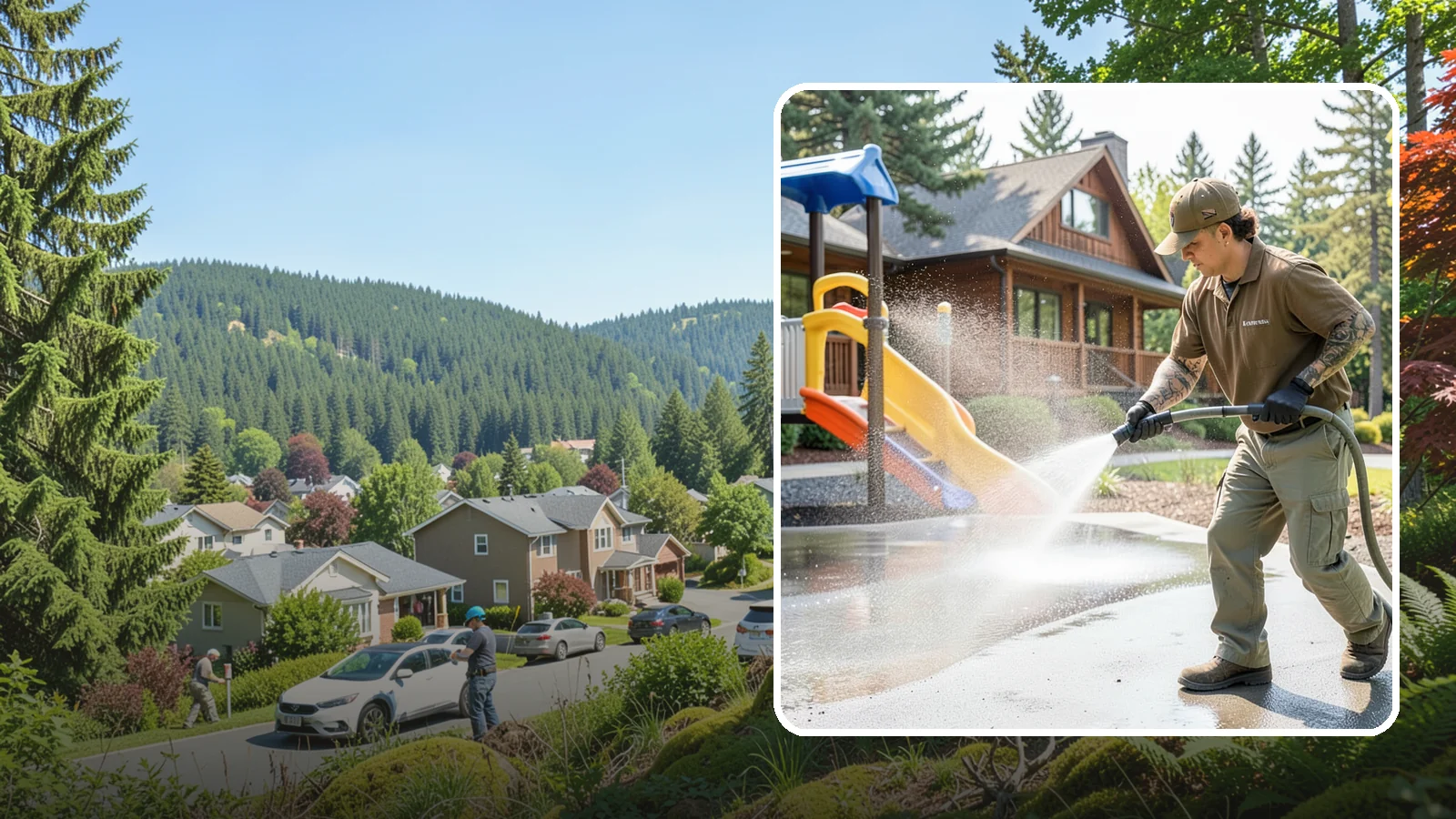 Playground Cleaning in Index, Snohomish County, WA - We sanitize and clean playground equipment and safety surfacing, clearing the mold and grime kids' hands and shoes pick up in wet...