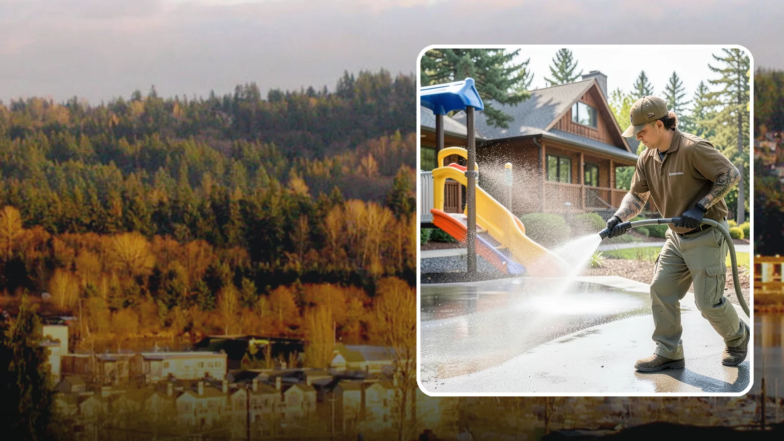 Playground Cleaning in Kenmore, King County, WA - We sanitize and clean playground equipment and safety surfacing, clearing the mold and grime kids' hands and shoes pick up in wet...