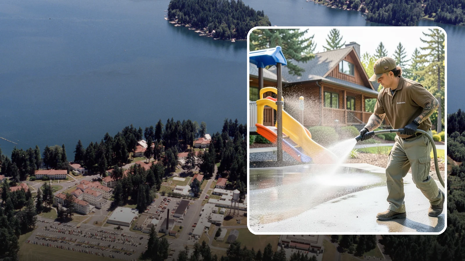 Playground Cleaning in Lakewood, Pierce County, WA - We sanitize and clean playground equipment and safety surfacing, clearing the mold and grime kids' hands and shoes pick up in wet...