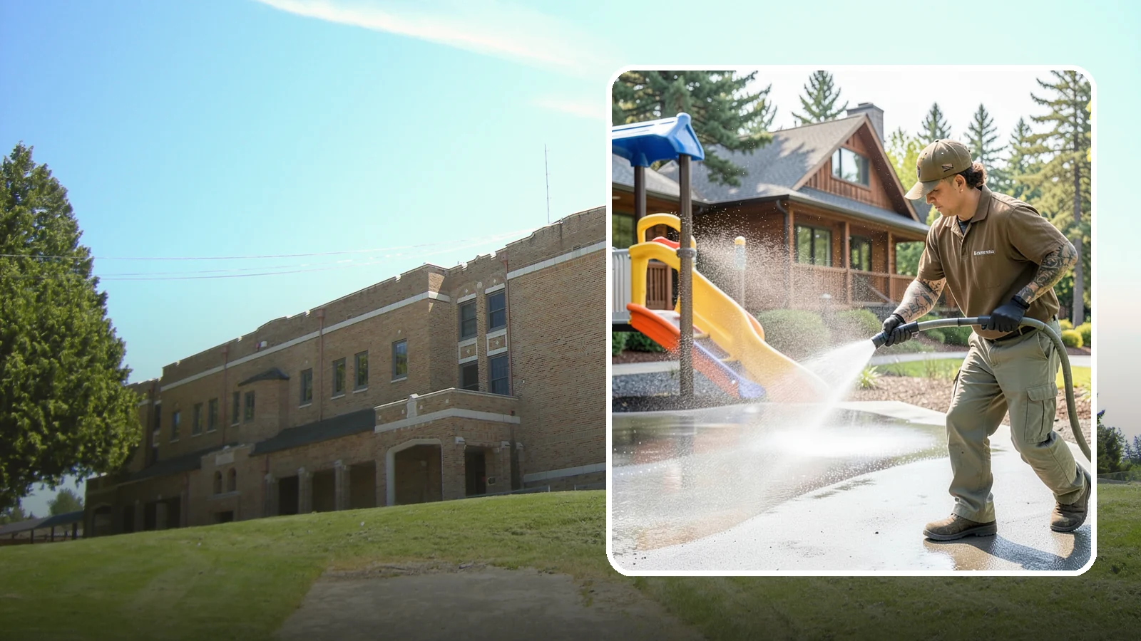 Playground Cleaning in Maple Valley, King County, WA - We sanitize and clean playground equipment and safety surfacing, clearing the mold and grime kids' hands and shoes pick up in wet...