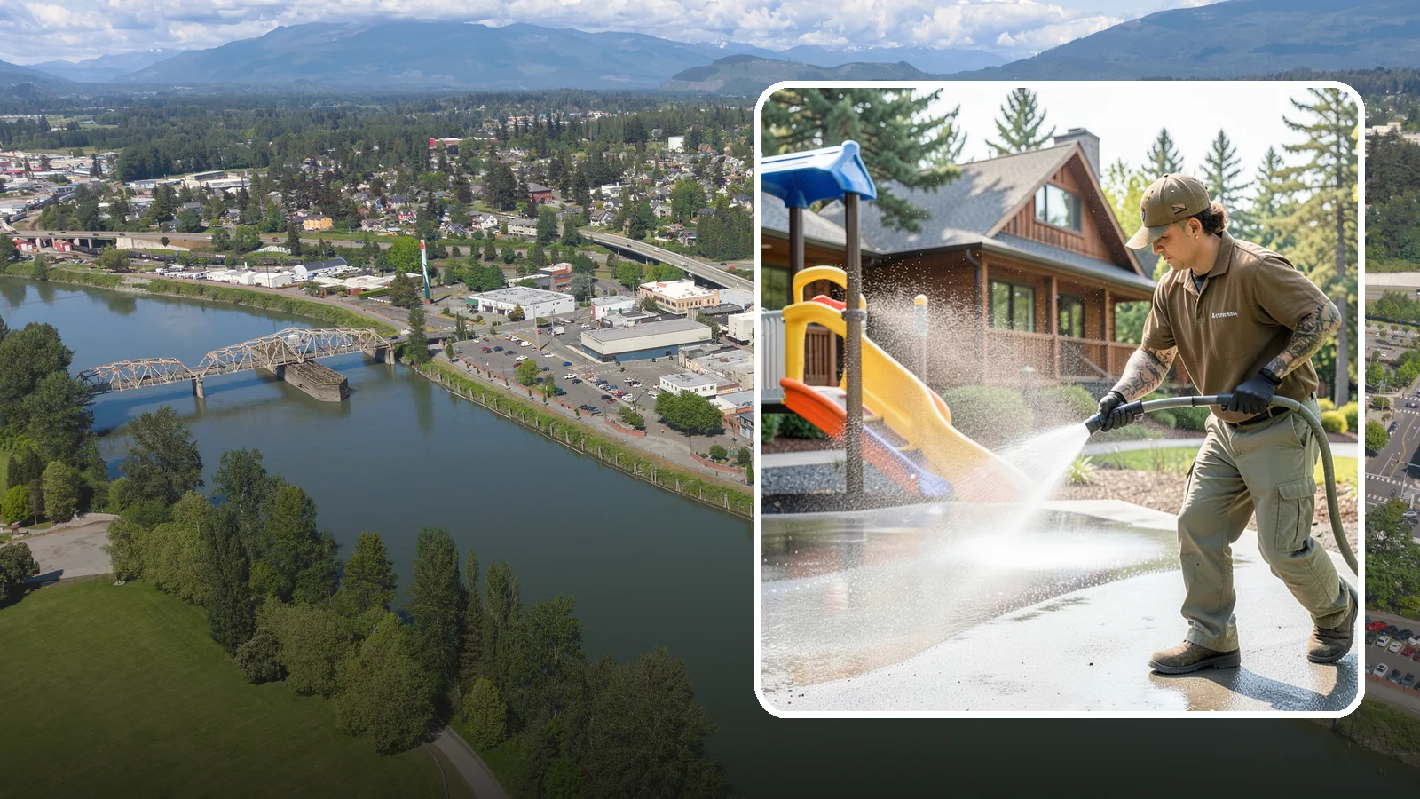 Playground Cleaning in Mount Vernon, Skagit County, WA - We sanitize and clean playground equipment and safety surfacing, clearing the mold and grime kids' hands and shoes pick up in wet...