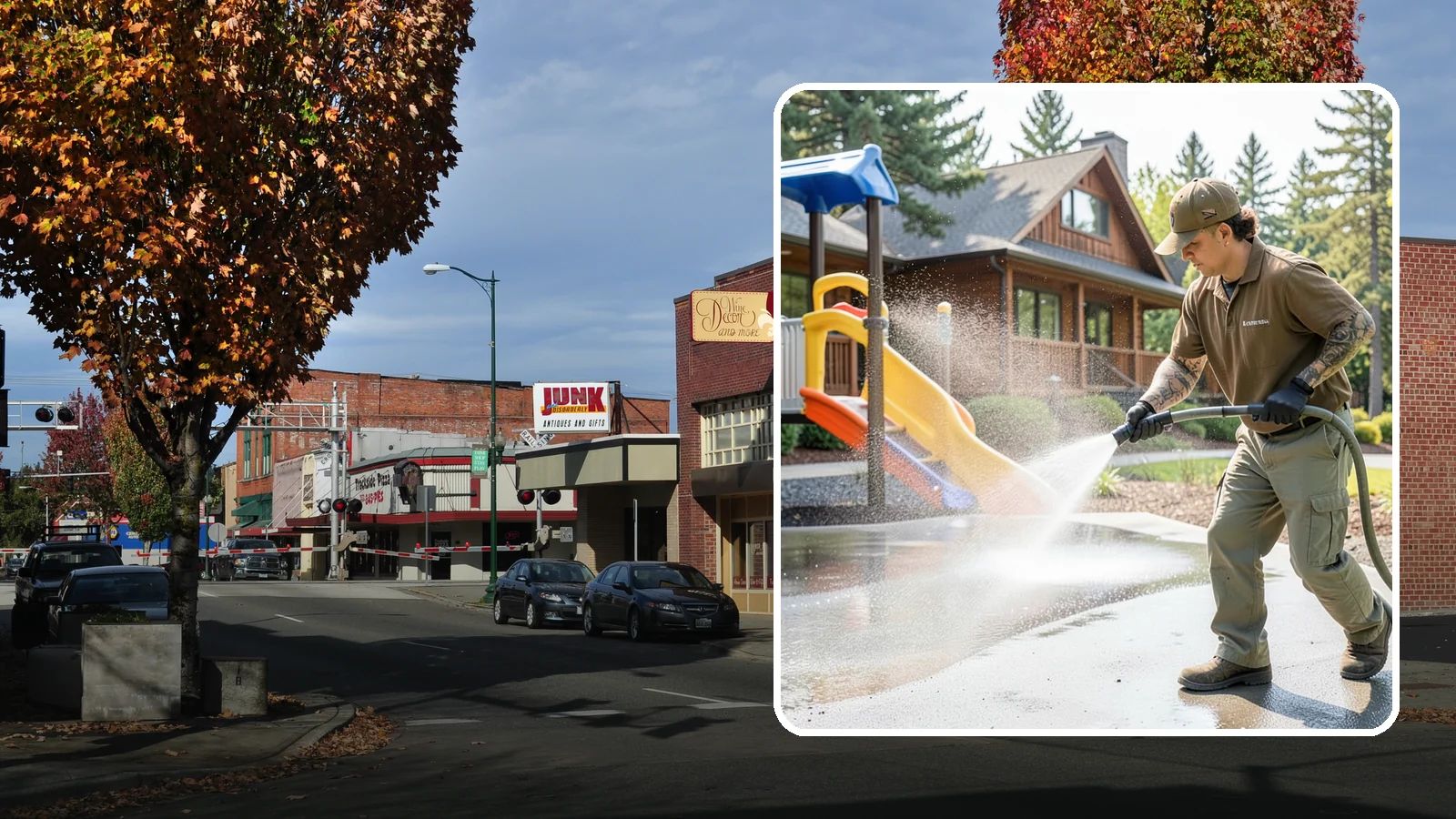 Playground Cleaning in Puyallup, Pierce County, WA - We sanitize and clean playground equipment and safety surfacing, clearing the mold and grime kids' hands and shoes pick up in wet...