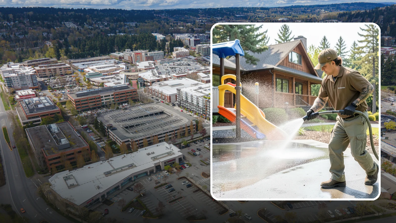 Playground Cleaning in Redmond, King County, WA - We sanitize and clean playground equipment and safety surfacing, clearing the mold and grime kids' hands and shoes pick up in wet...
