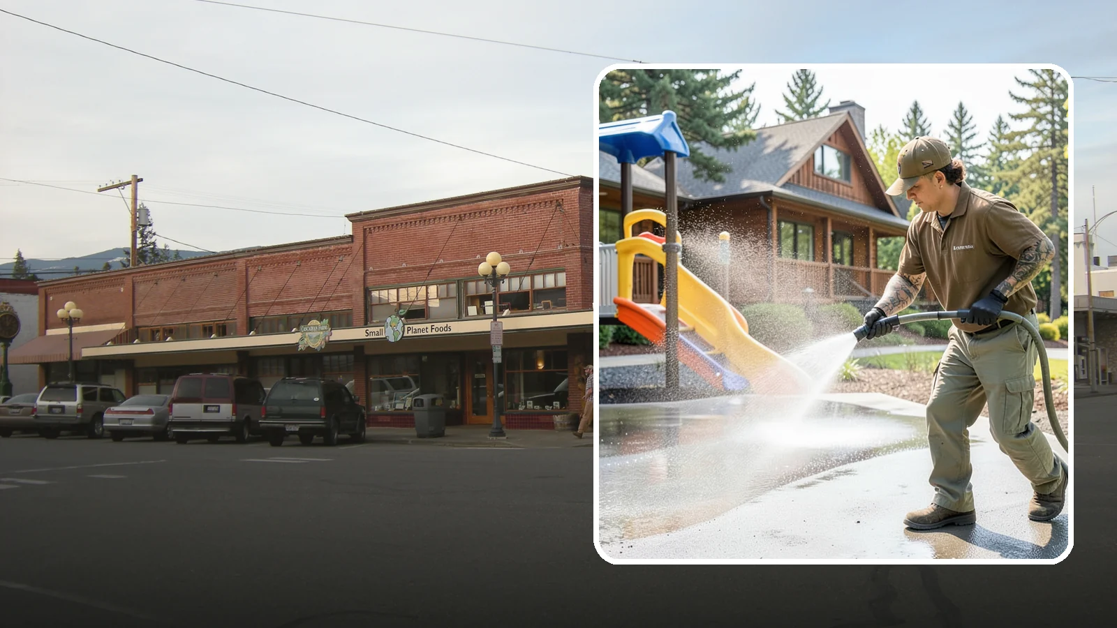 Playground Cleaning in Sedro-Woolley, Skagit County, WA - We sanitize and clean playground equipment and safety surfacing, clearing the mold and grime kids' hands and shoes pick up in wet...
