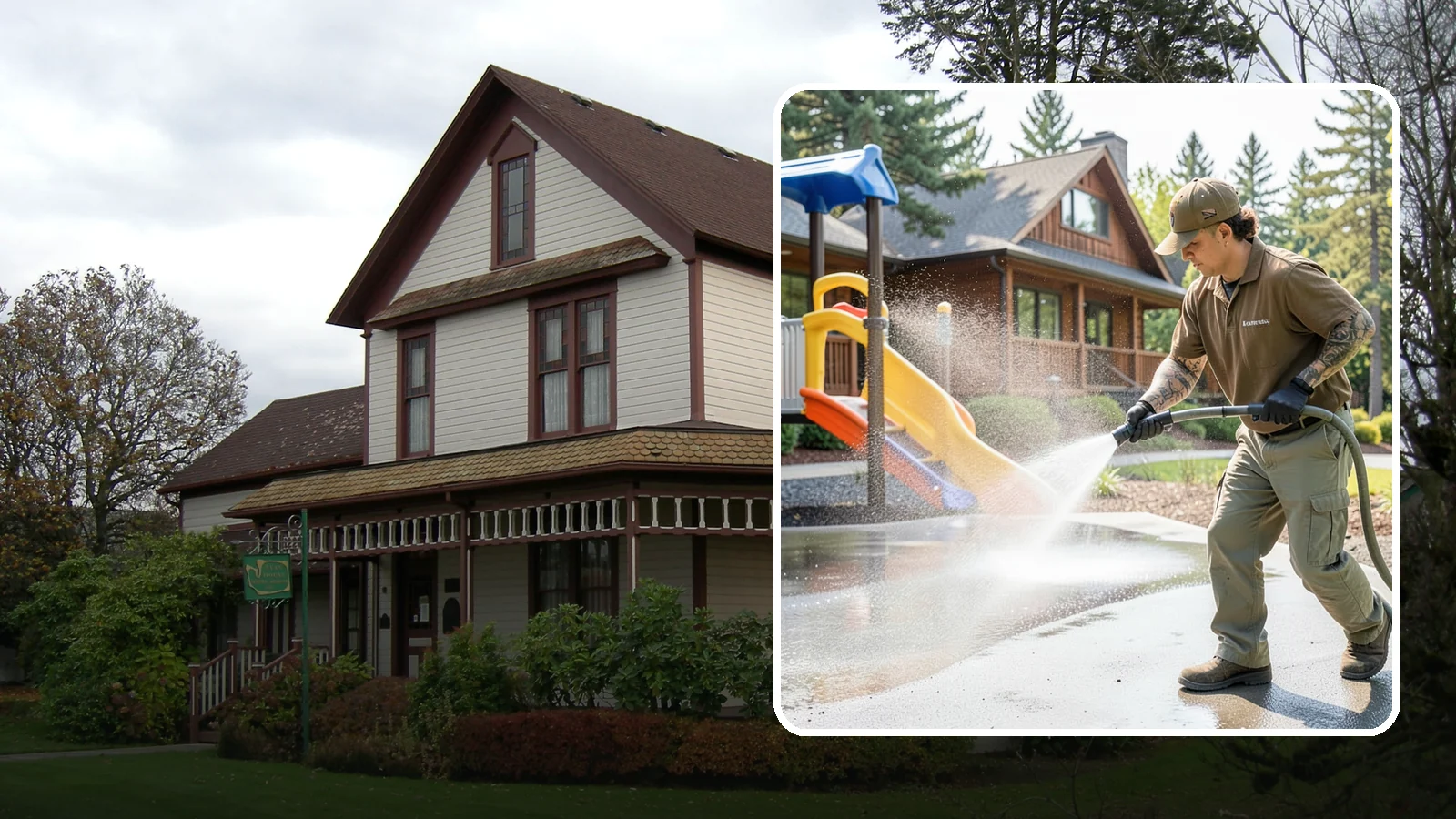 Playground Cleaning in Sumner, Pierce County, WA - We sanitize and clean playground equipment and safety surfacing, clearing the mold and grime kids' hands and shoes pick up in wet...
