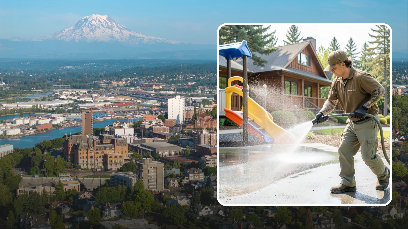 Playground Cleaning in Tacoma, Pierce County, WA - We sanitize and clean playground equipment and safety surfacing, clearing the mold and grime kids' hands and shoes pick up in wet...