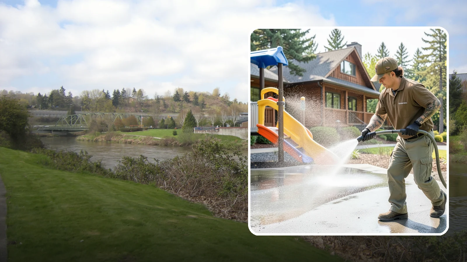 Playground Cleaning in Tukwila, King County, WA - We sanitize and clean playground equipment and safety surfacing, clearing the mold and grime kids' hands and shoes pick up in wet...