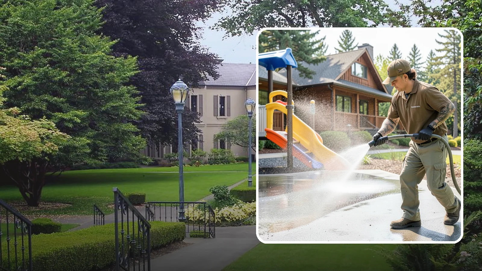 Playground Cleaning in Woodinville, King County, WA - We sanitize and clean playground equipment and safety surfacing, clearing the mold and grime kids' hands and shoes pick up in wet...