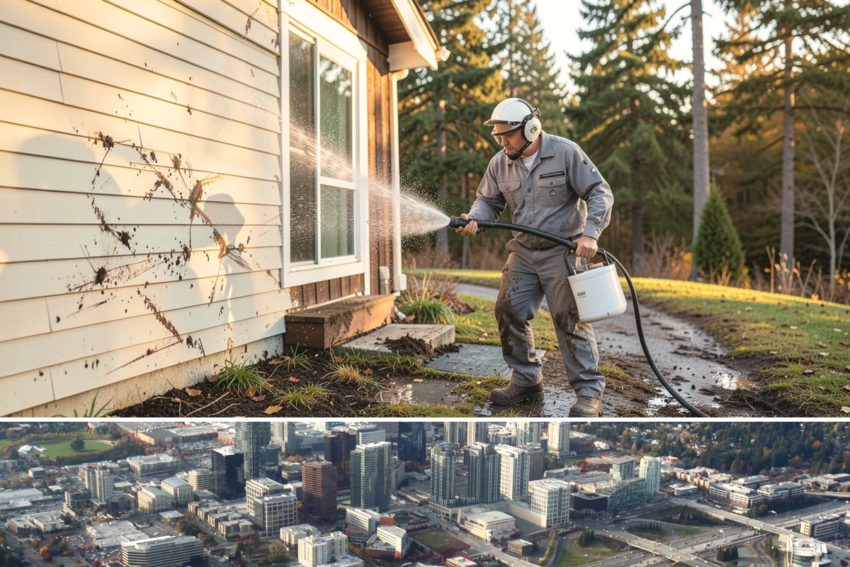 Playset Cleaning in Bellevue, King County, WA - Late spring cleaning prepares the playset for a summer of use and clears the mildew that built up over the wet months.