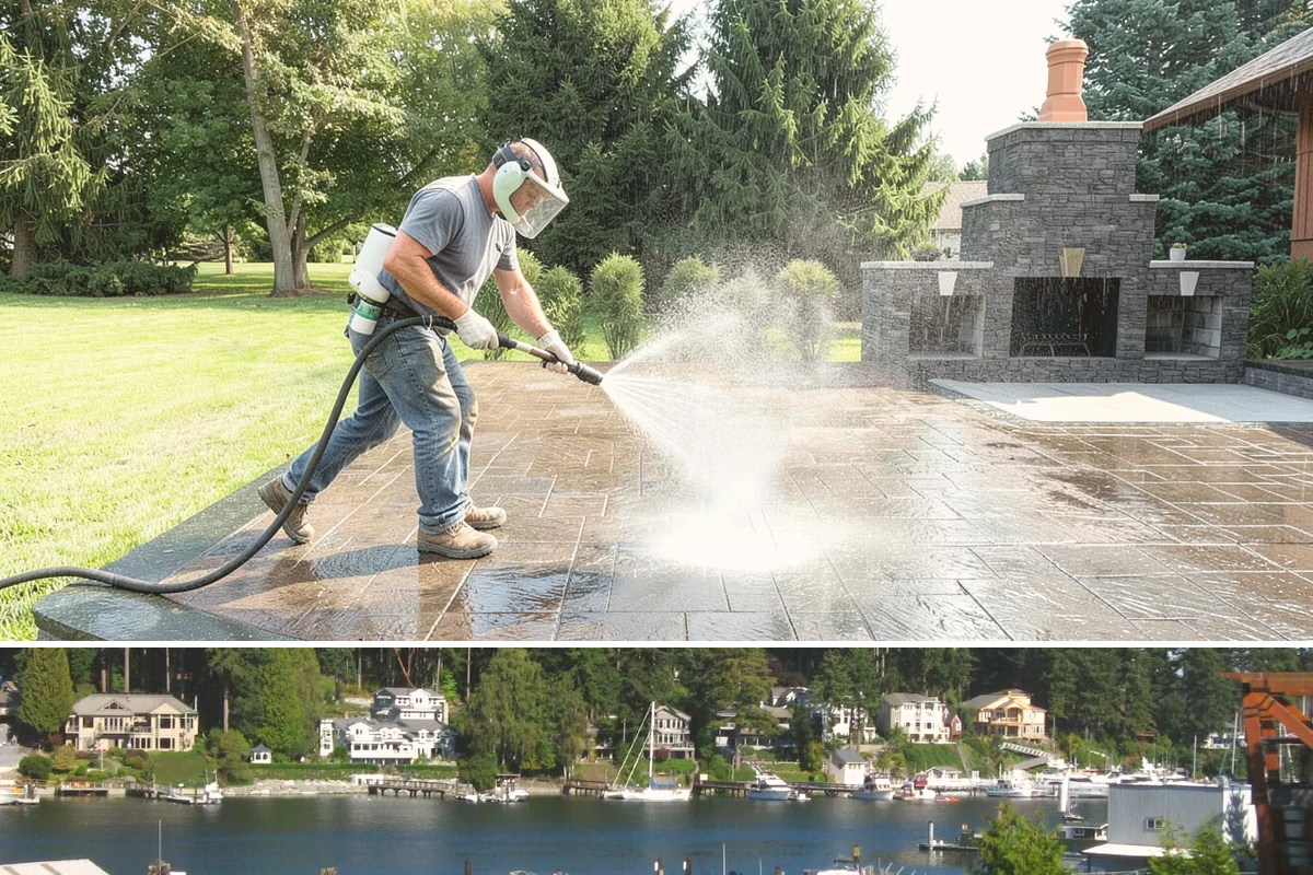Playset Cleaning in Gig Harbor, Pierce County, WA - Late spring cleaning prepares the playset for a summer of use and clears the mildew that built up over the wet months.