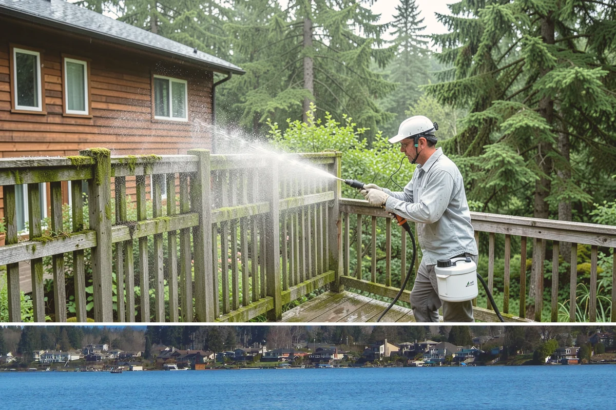 Playset Cleaning in Lake Stevens, Snohomish County, WA - Late spring cleaning prepares the playset for a summer of use and clears the mildew that built up over the wet months.
