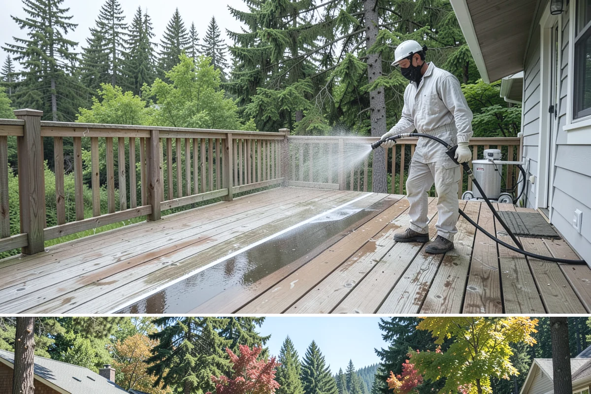 Playset Cleaning in Orting, Pierce County, WA - Late spring cleaning prepares the playset for a summer of use and clears the mildew that built up over the wet months.