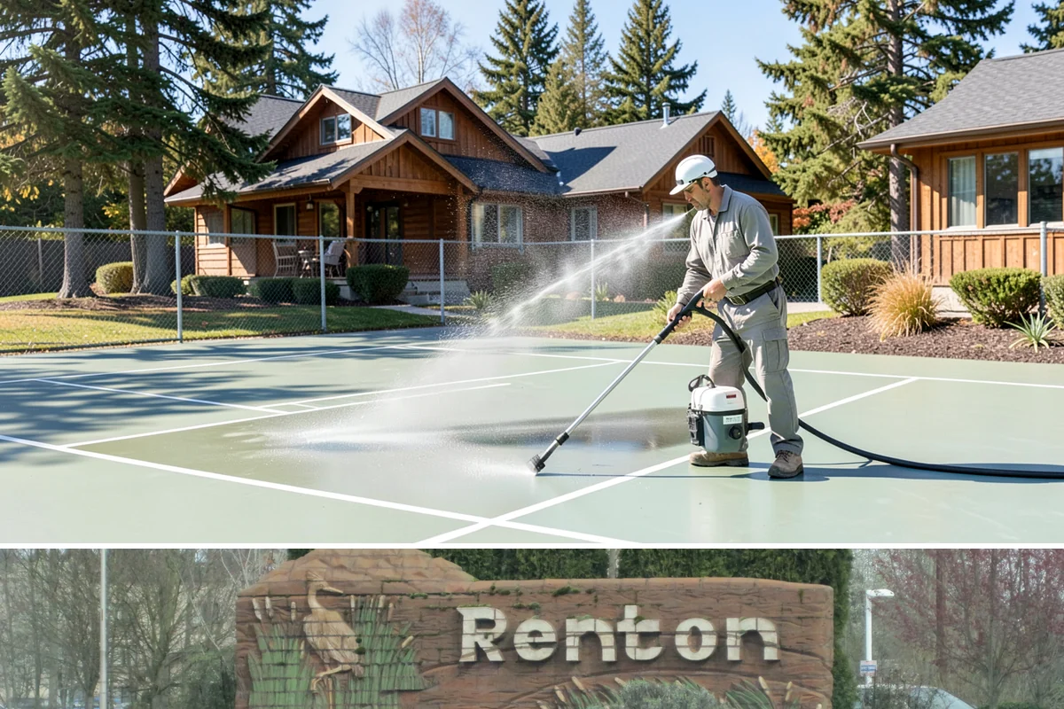 Playset Cleaning in Renton, King County, WA - Late spring cleaning prepares the playset for a summer of use and clears the mildew that built up over the wet months.
