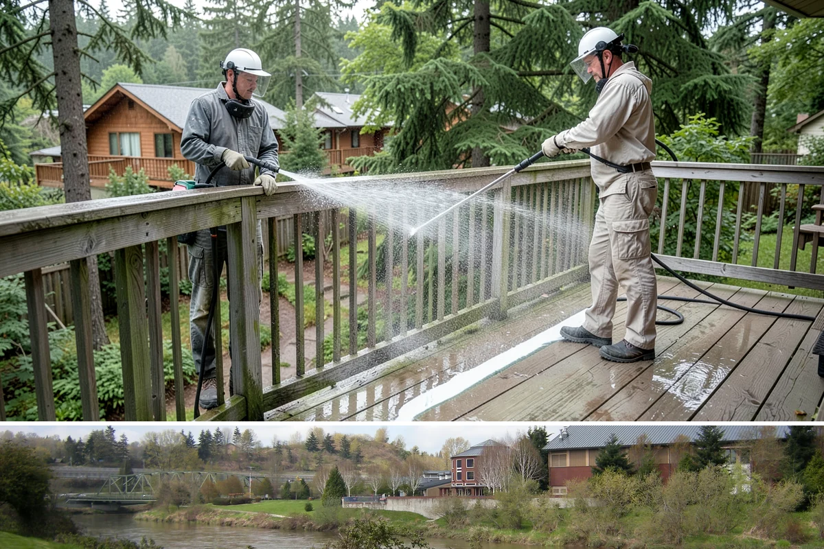 Playset Cleaning in Tukwila, King County, WA - Late spring cleaning prepares the playset for a summer of use and clears the mildew that built up over the wet months.