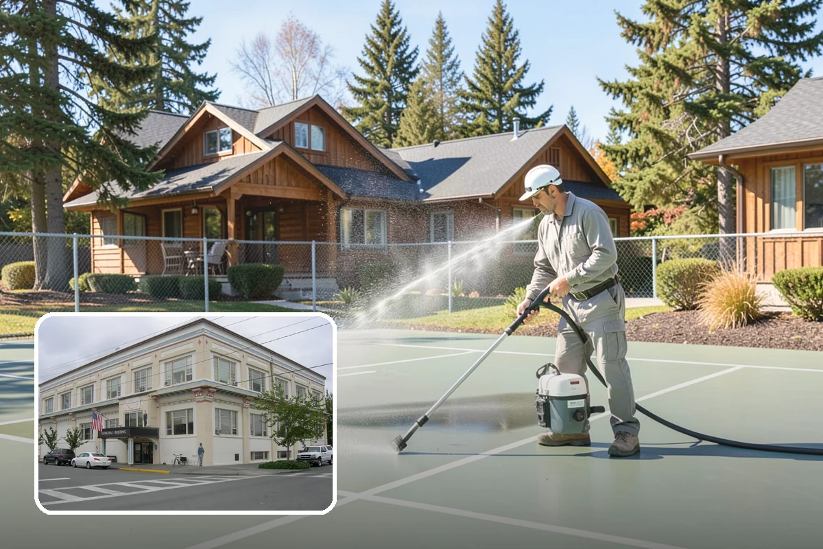 Pool Cage Cleaning in Anacortes, Skagit County, WA - Clears algae and mildew from fine screen mesh safely