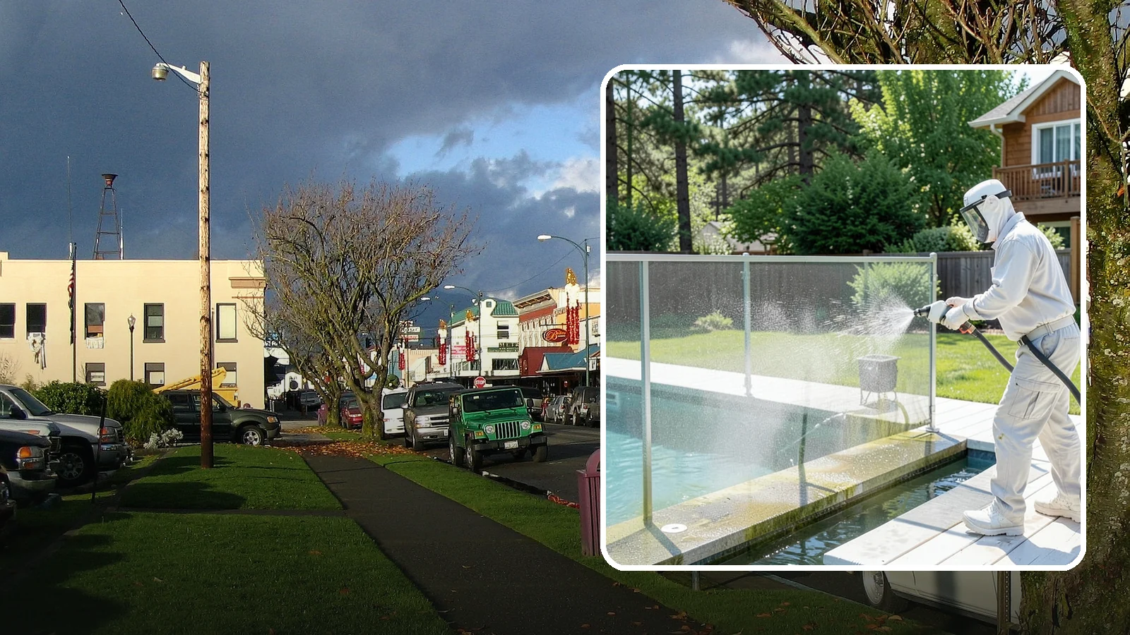 Pool Cage Cleaning in Arlington, Snohomish County, WA - We soft wash pool cage screens and framing to clear the algae and mildew that build up fast in our humid, tree-lined yards.