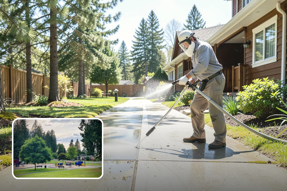 Pool Cage Cleaning in Bonney Lake, Pierce County, WA - Clears algae and mildew from fine screen mesh safely