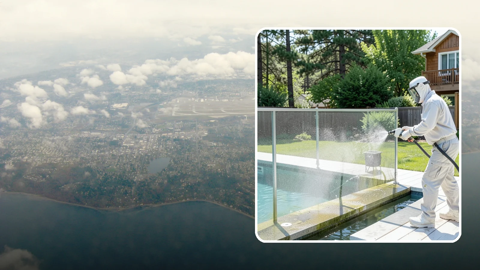 Pool Cage Cleaning in Burien, King County, WA - We soft wash pool cage screens and framing to clear the algae and mildew that build up fast in our humid, tree-lined yards.