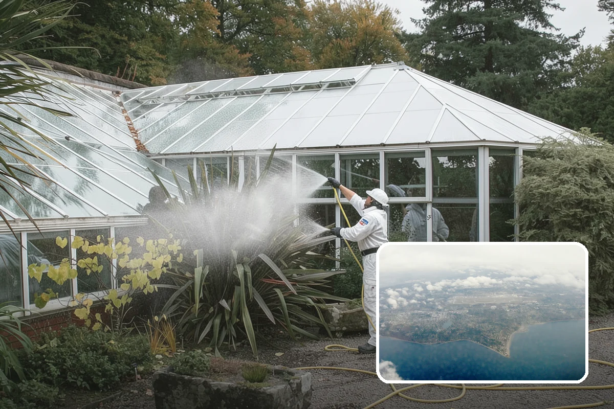 Pool Cage Cleaning in Burien, King County, WA - Clears algae and mildew from fine screen mesh safely