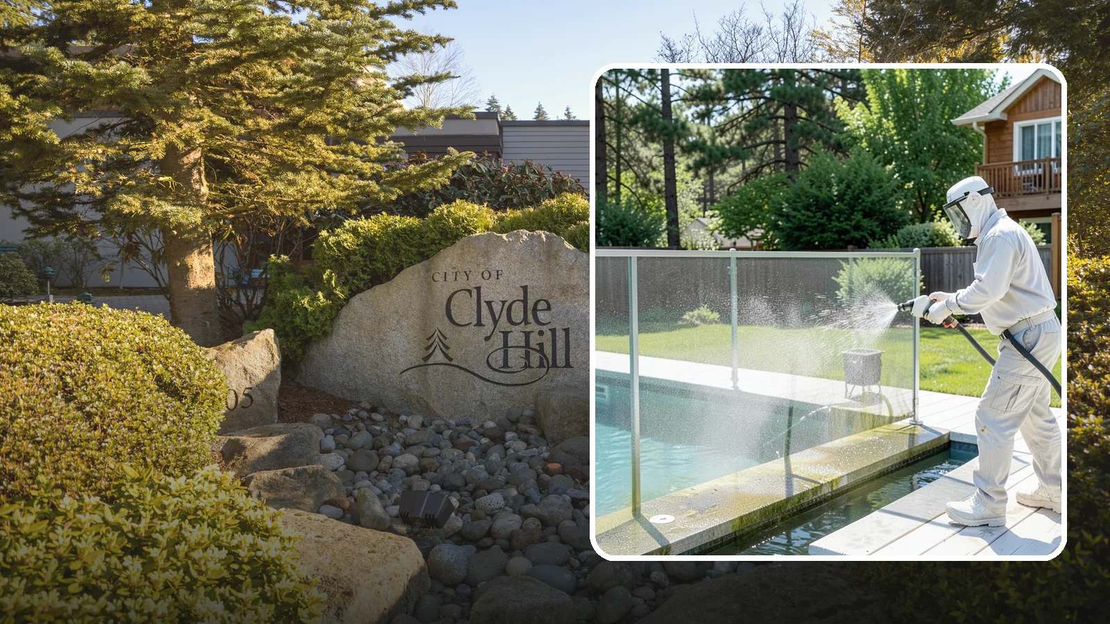 Pool Cage Cleaning in Clyde Hill, King County, WA - We soft wash pool cage screens and framing to clear the algae and mildew that build up fast in our humid, tree-lined yards.