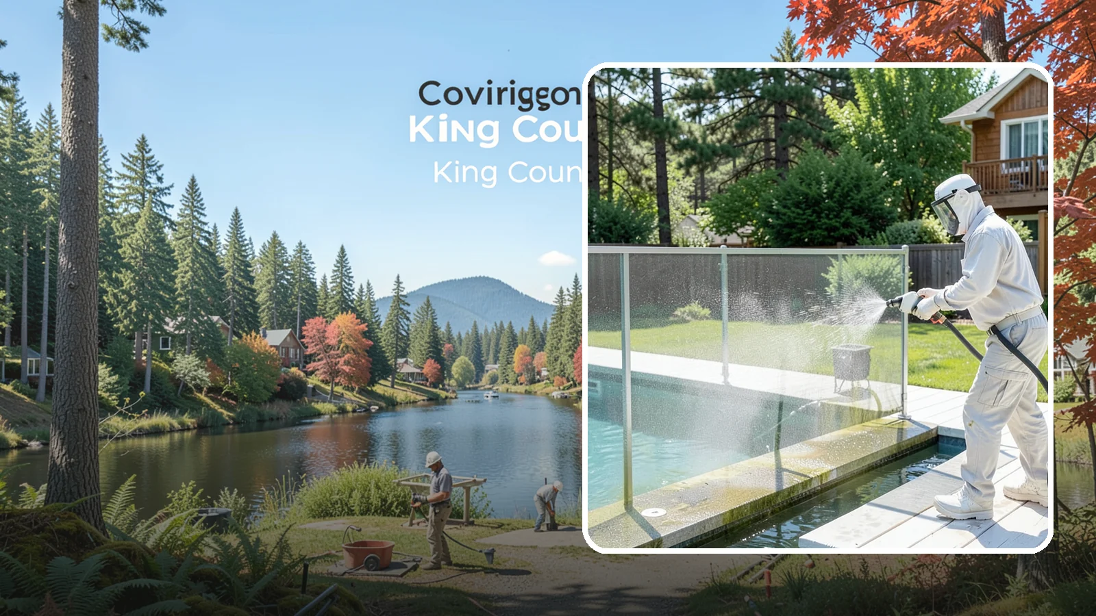 Pool Cage Cleaning in Covington, King County, WA - We soft wash pool cage screens and framing to clear the algae and mildew that build up fast in our humid, tree-lined yards.