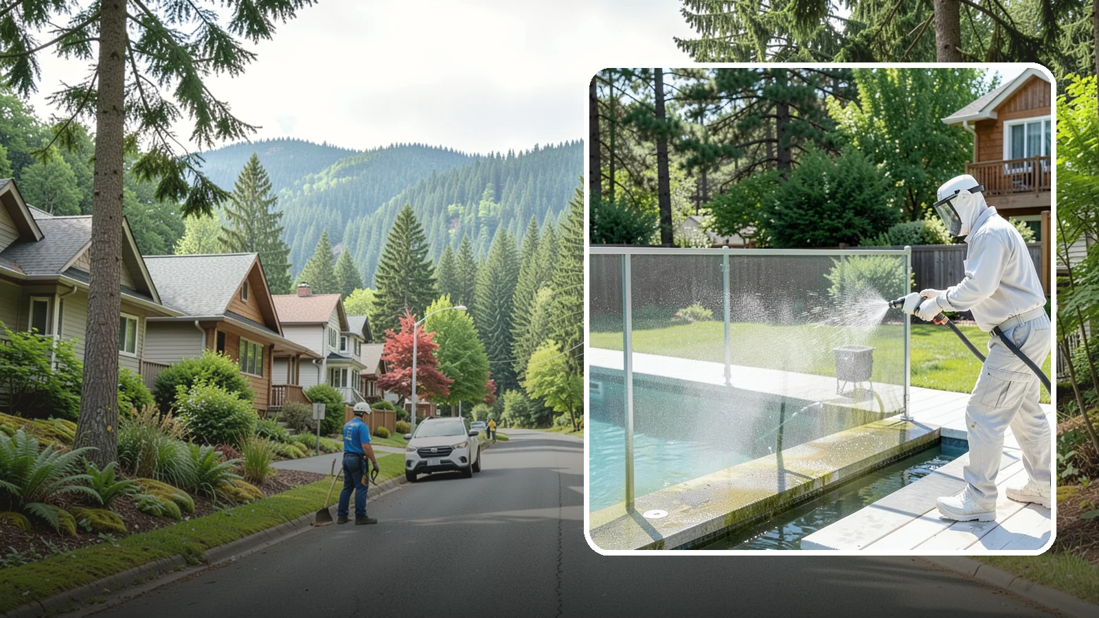 Pool Cage Cleaning in Darrington, Snohomish County, WA - We soft wash pool cage screens and framing to clear the algae and mildew that build up fast in our humid, tree-lined yards.