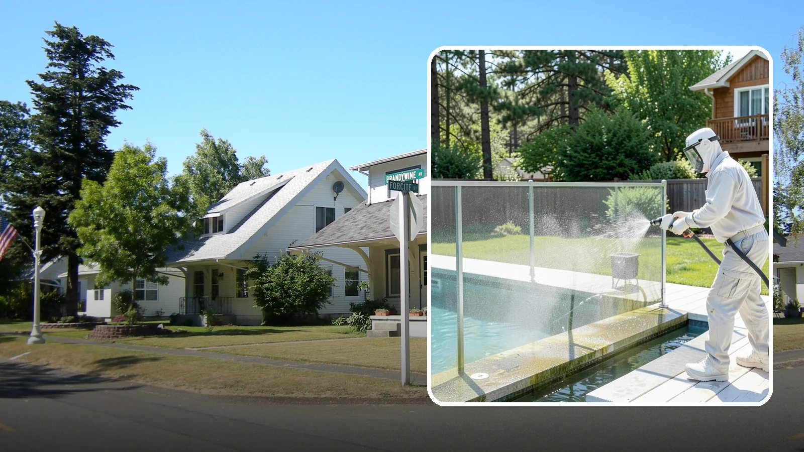 Pool Cage Cleaning in DuPont, Pierce County, WA - We soft wash pool cage screens and framing to clear the algae and mildew that build up fast in our humid, tree-lined yards.