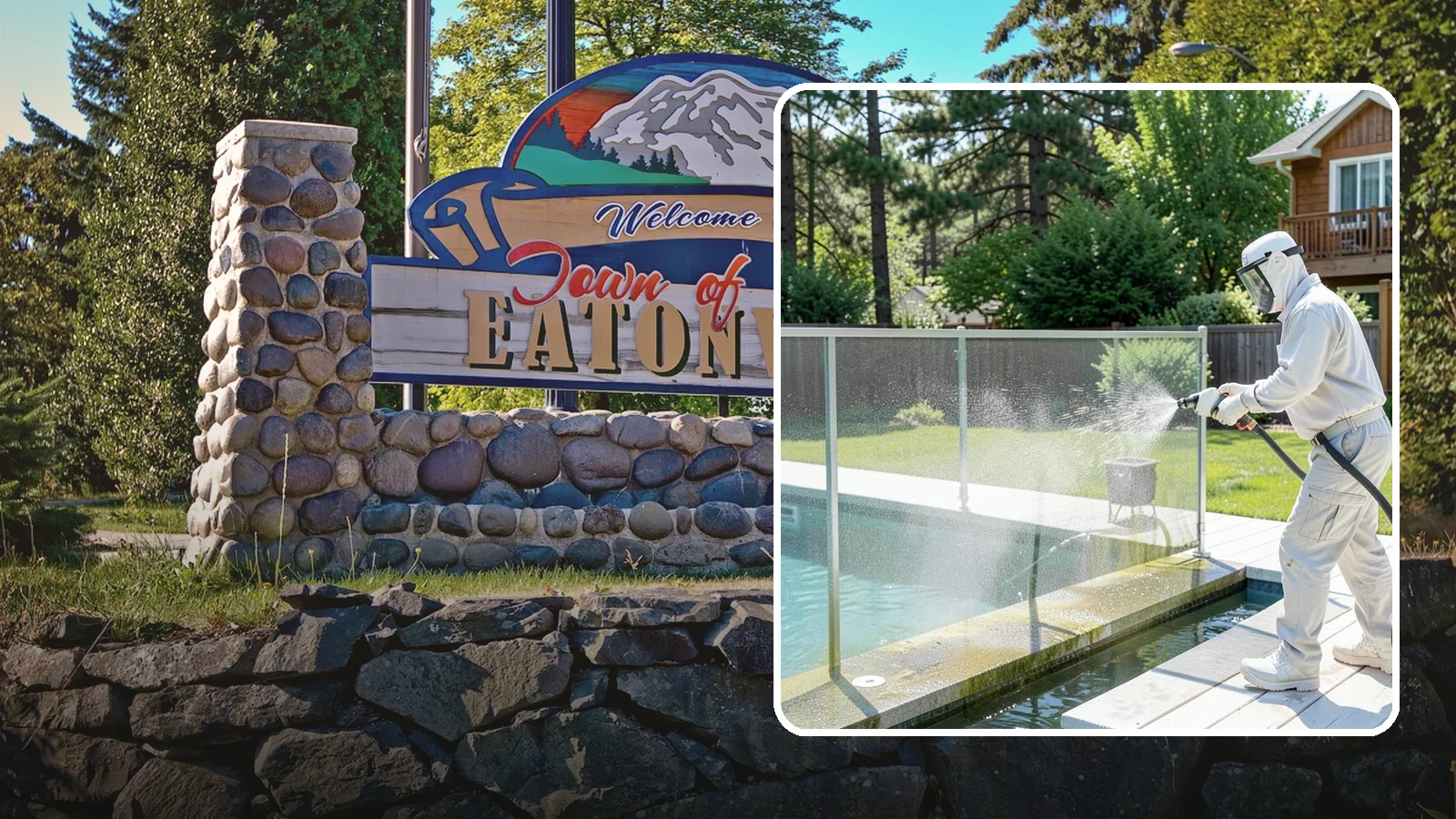 Pool Cage Cleaning in Eatonville, Pierce County, WA - We soft wash pool cage screens and framing to clear the algae and mildew that build up fast in our humid, tree-lined yards.