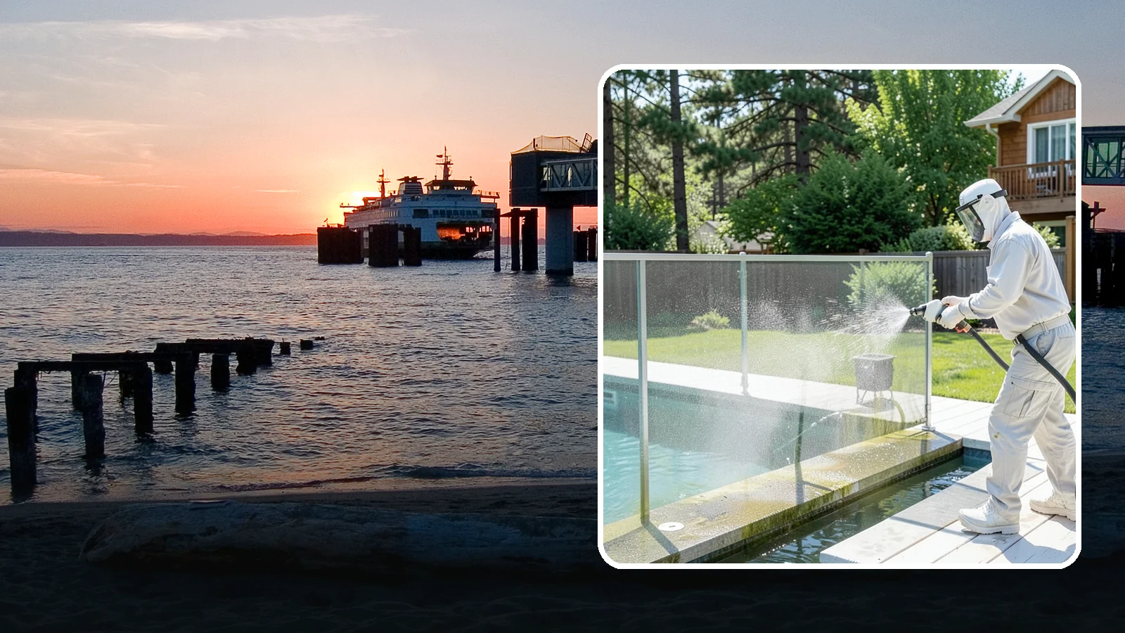 Pool Cage Cleaning in Edmonds, Snohomish County, WA - We soft wash pool cage screens and framing to clear the algae and mildew that build up fast in our humid, tree-lined yards.