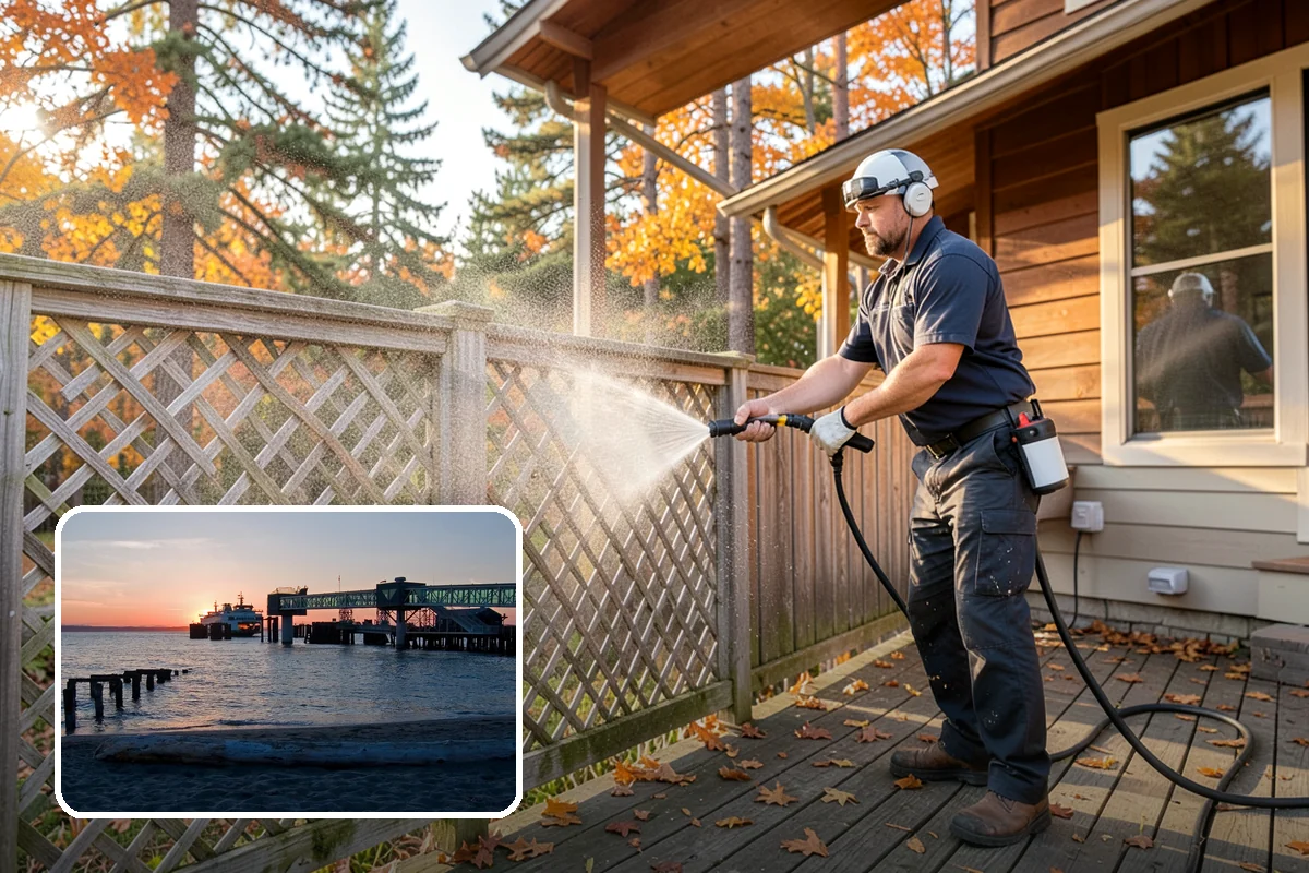 Pool Cage Cleaning in Edmonds, Snohomish County, WA - Clears algae and mildew from fine screen mesh safely