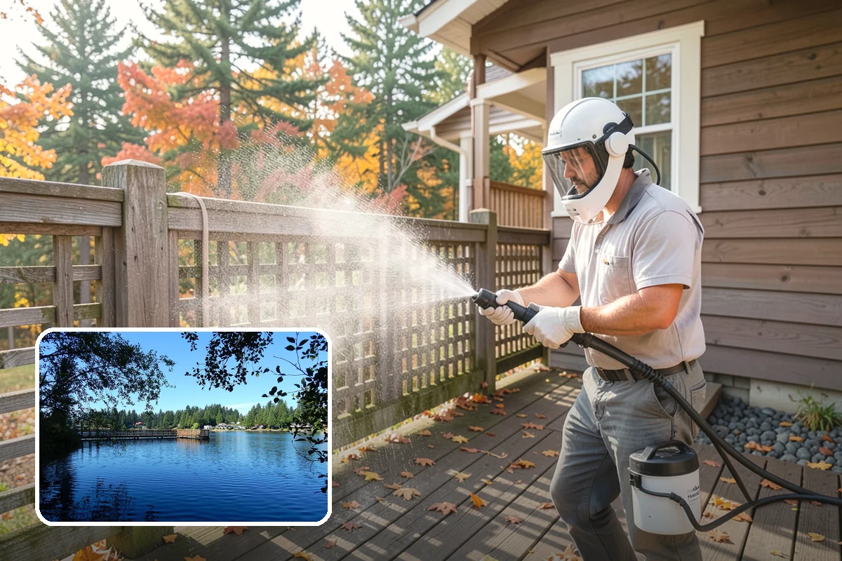 Pool Cage Cleaning in Federal Way, King County, WA - Clears algae and mildew from fine screen mesh safely