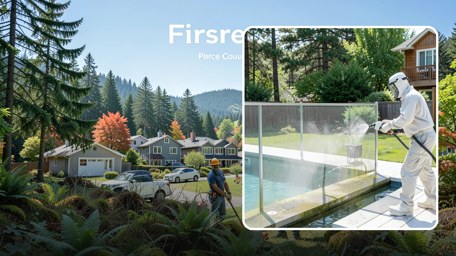 Pool Cage Cleaning in Fircrest, Pierce County, WA - We soft wash pool cage screens and framing to clear the algae and mildew that build up fast in our humid, tree-lined yards.