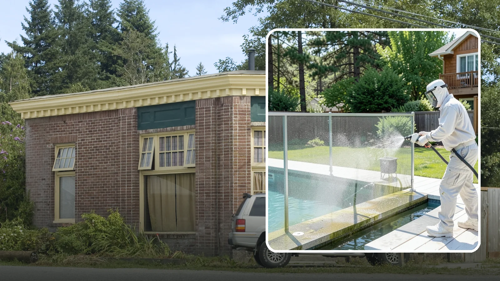 Pool Cage Cleaning in Hamilton, Skagit County, WA - We soft wash pool cage screens and framing to clear the algae and mildew that build up fast in our humid, tree-lined yards.