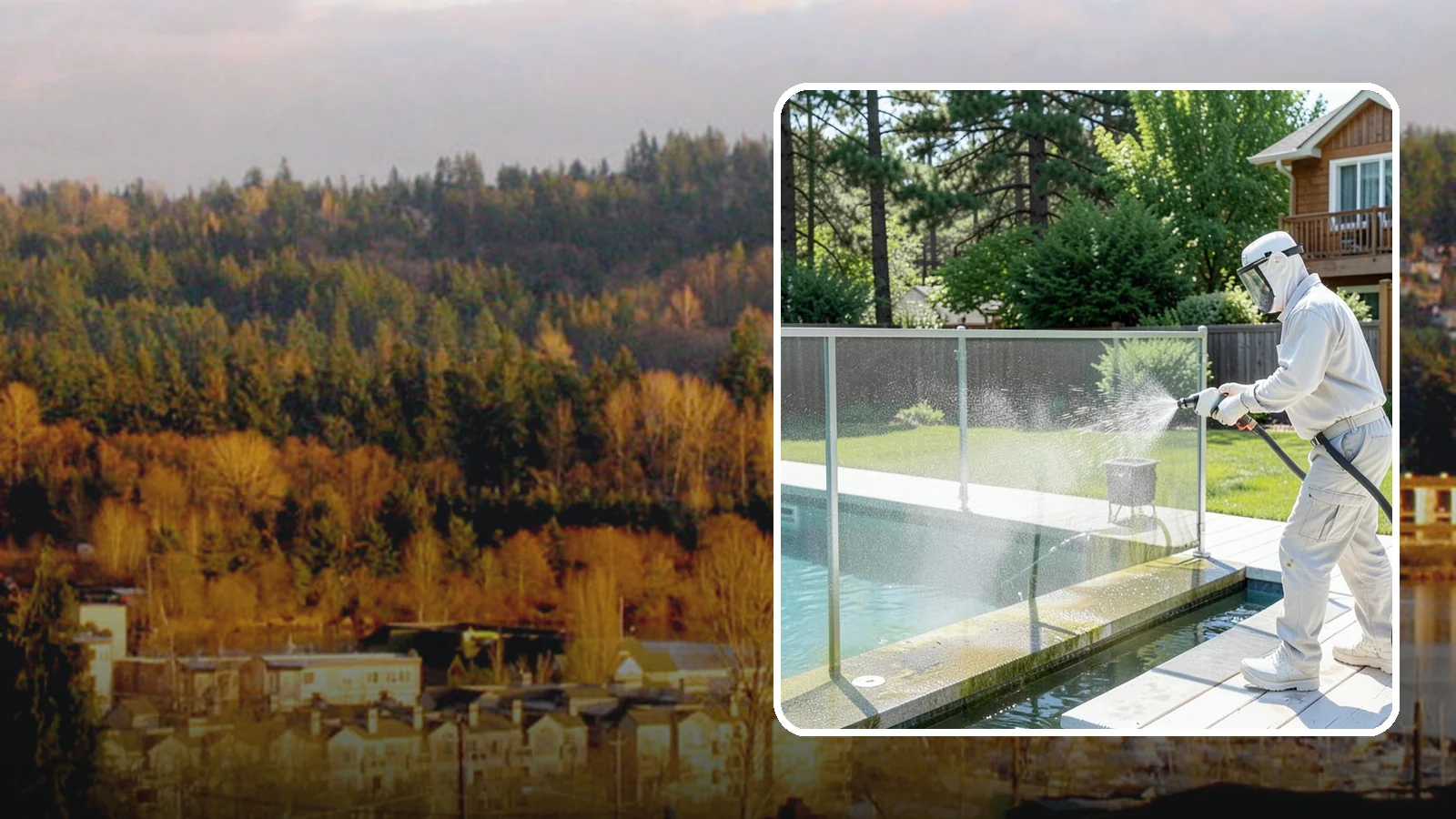 Pool Cage Cleaning in Kenmore, King County, WA - We soft wash pool cage screens and framing to clear the algae and mildew that build up fast in our humid, tree-lined yards.