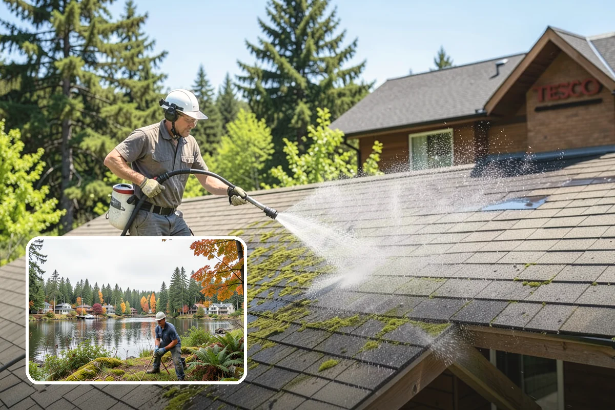 Pool Cage Cleaning in La Conner, Skagit County, WA - Clears algae and mildew from fine screen mesh safely