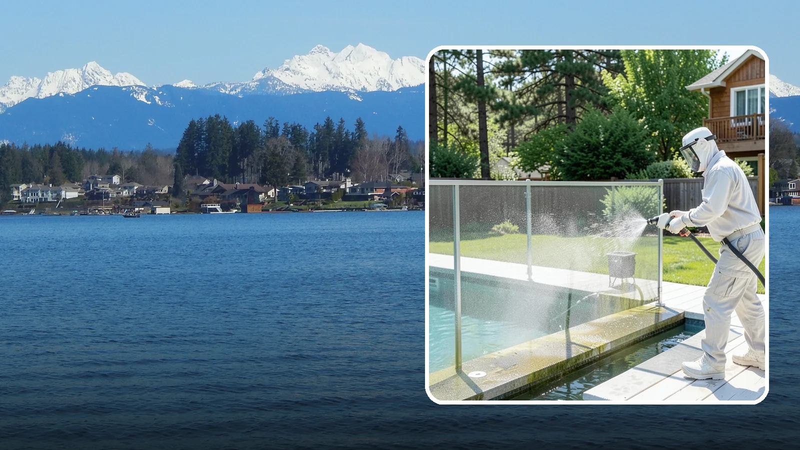 Pool Cage Cleaning in Lake Stevens, Snohomish County, WA - We soft wash pool cage screens and framing to clear the algae and mildew that build up fast in our humid, tree-lined yards.