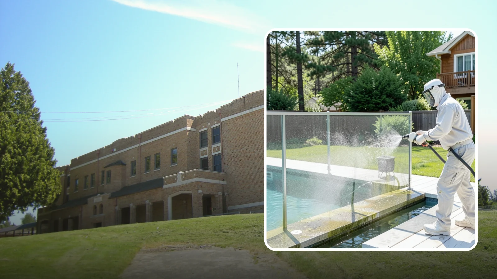 Pool Cage Cleaning in Maple Valley, King County, WA - We soft wash pool cage screens and framing to clear the algae and mildew that build up fast in our humid, tree-lined yards.