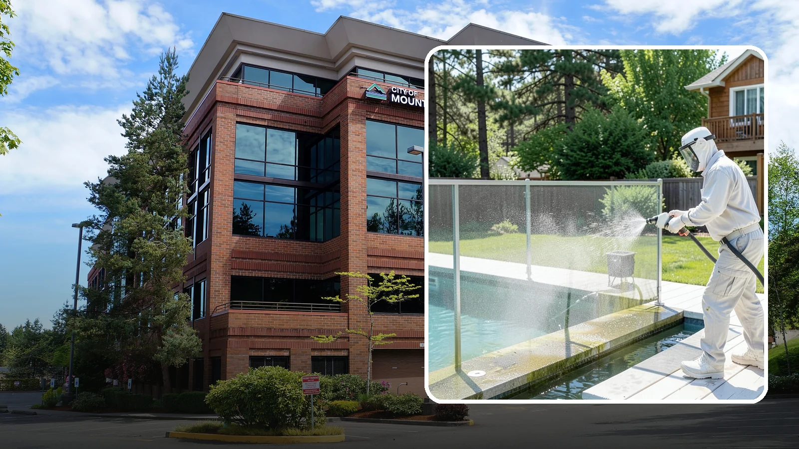 Pool Cage Cleaning in Mountlake Terrace, Snohomish County, WA - We soft wash pool cage screens and framing to clear the algae and mildew that build up fast in our humid, tree-lined yards.