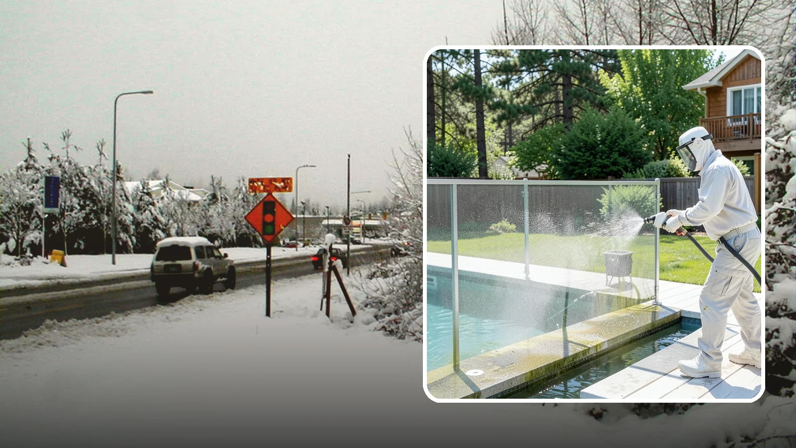 Pool Cage Cleaning in Newcastle, King County, WA - We soft wash pool cage screens and framing to clear the algae and mildew that build up fast in our humid, tree-lined yards.