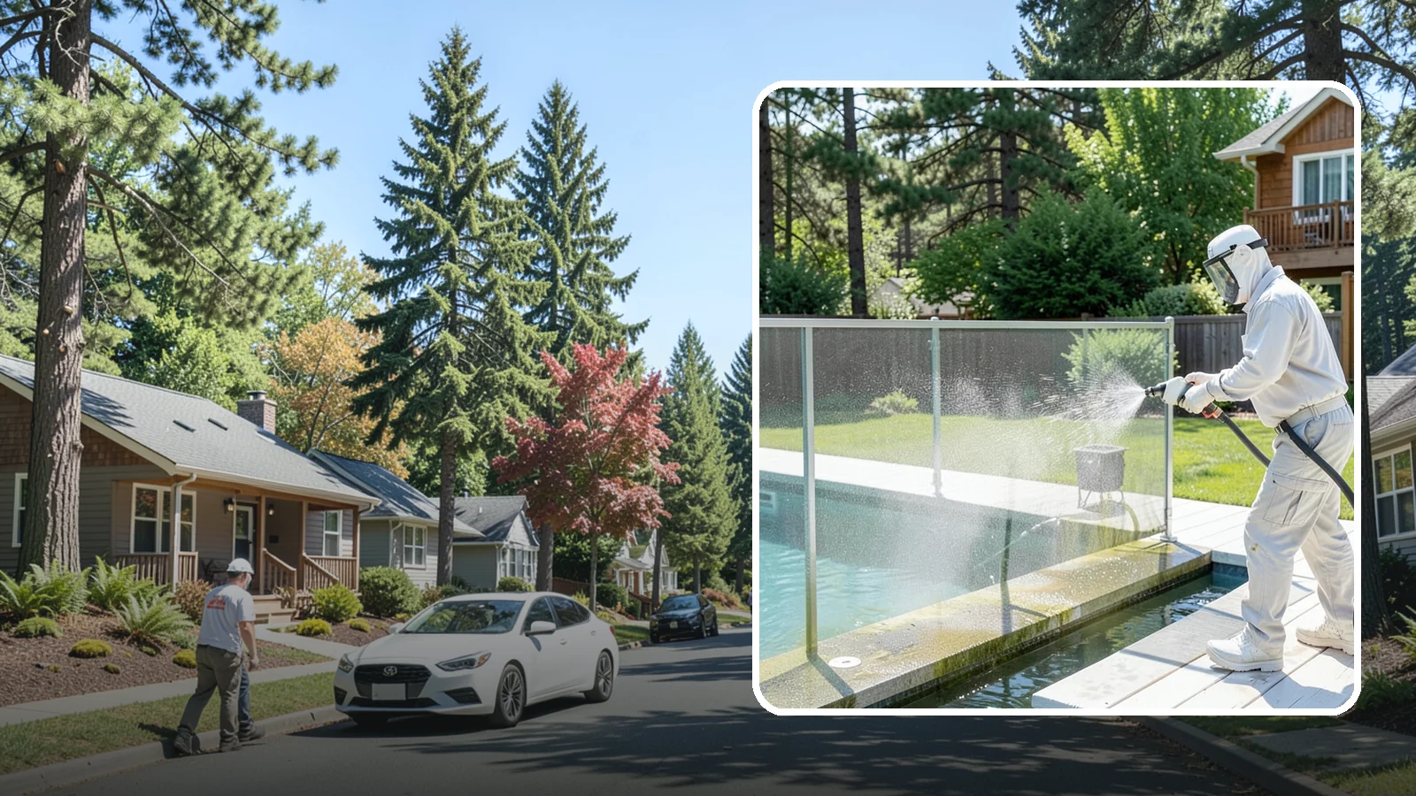 Pool Cage Cleaning in Orting, Pierce County, WA - We soft wash pool cage screens and framing to clear the algae and mildew that build up fast in our humid, tree-lined yards.