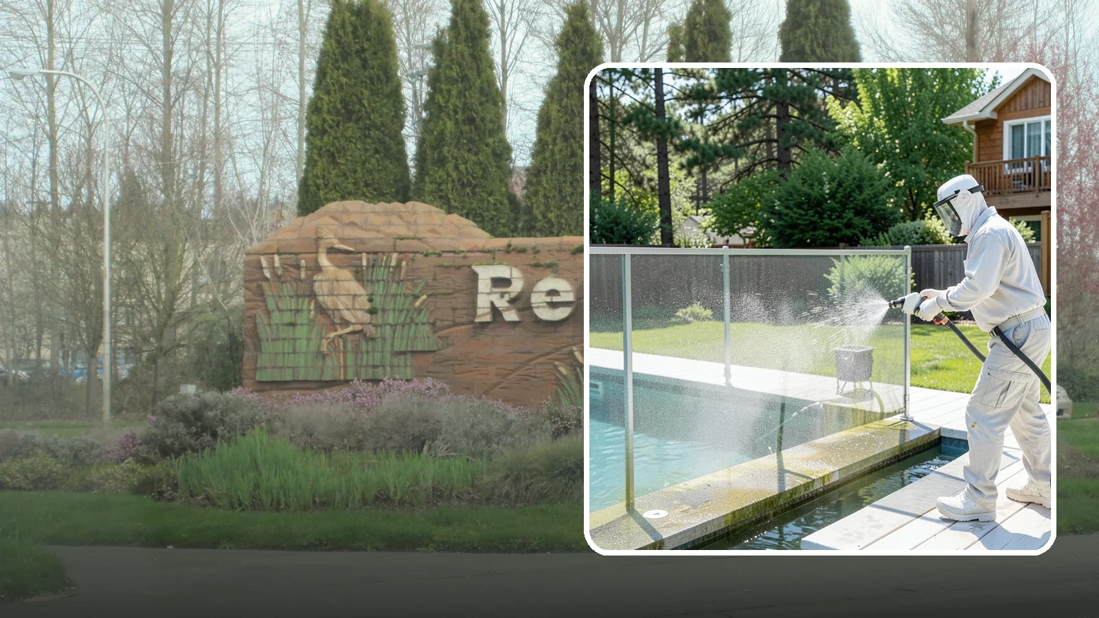 Pool Cage Cleaning in Renton, King County, WA - We soft wash pool cage screens and framing to clear the algae and mildew that build up fast in our humid, tree-lined yards.