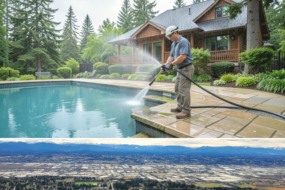 Pool Cage Cleaning in SeaTac, King County, WA - Clean the cage in early summer after the heaviest pollen and needle drop have passed.
